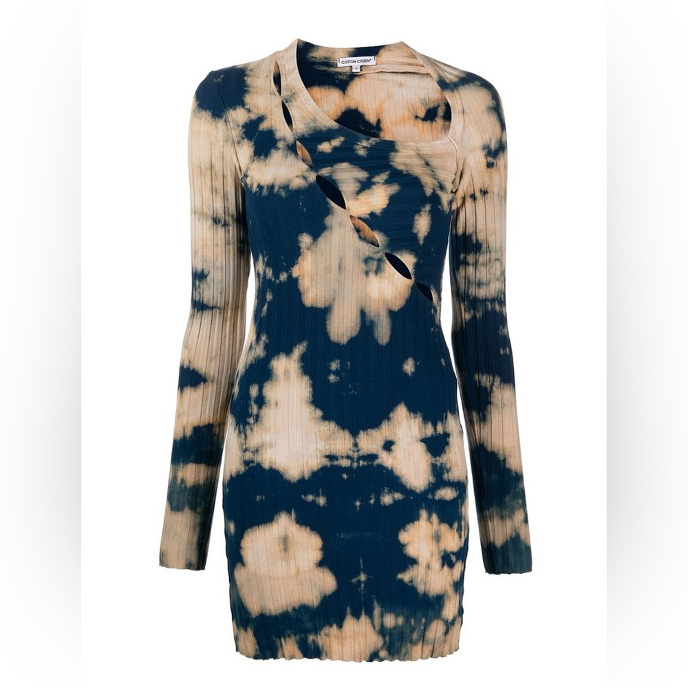 Cotton Citizen Navy and Beige Long Sleeve Dress